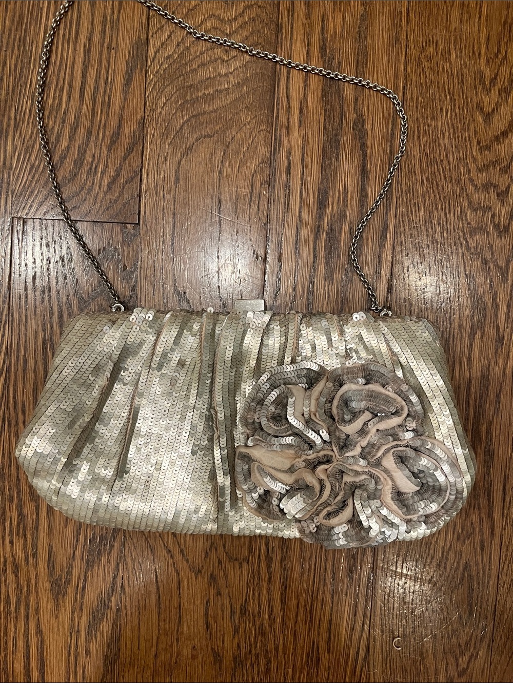 Santi Sequin evening bag Flower Evening Clutch - Silver